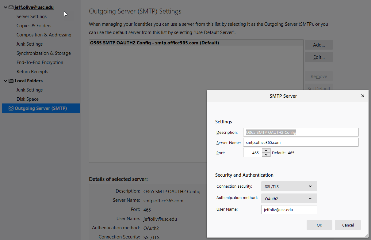 thunderbird connect to office 365